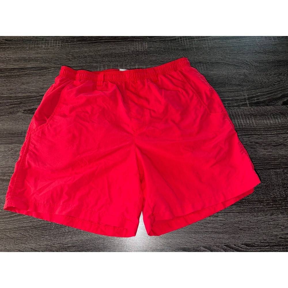 Columbia PFG Mens Red Nylon Performance Fishing Swim Shorts Mesh Lined Size M
